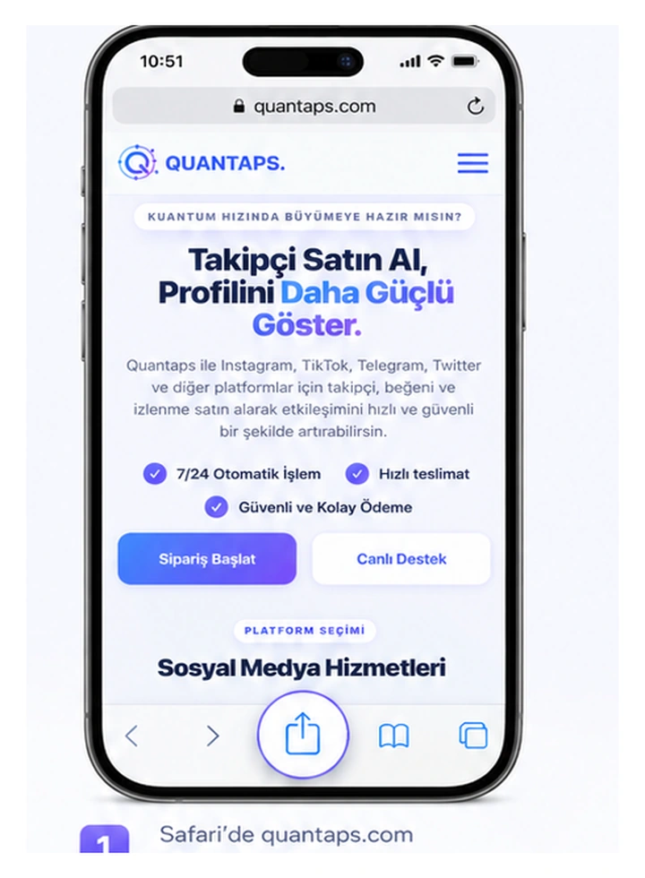 Safari tarayıcısında Quantaps ana sayfası