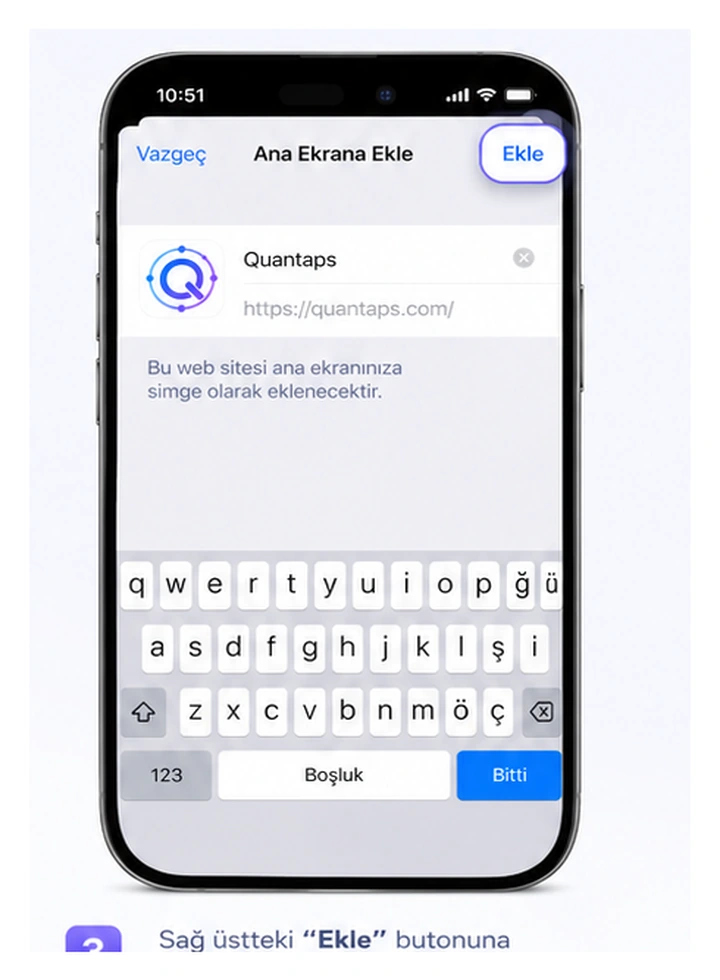 Ana Ekrana Ekle seçeneği