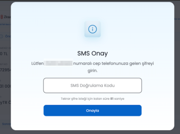 PayTR SMS doğrulama ekranı
