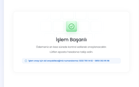 PayTR işlem başarılı ekranı